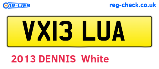 VX13LUA are the vehicle registration plates.
