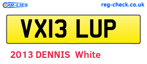 VX13LUP are the vehicle registration plates.
