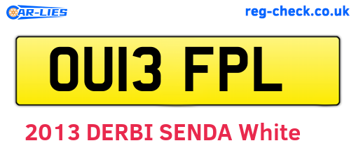 OU13FPL are the vehicle registration plates.
