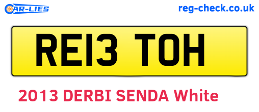 RE13TOH are the vehicle registration plates.