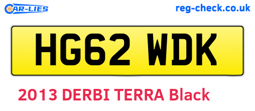 HG62WDK are the vehicle registration plates.