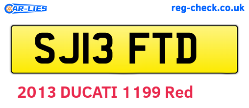SJ13FTD are the vehicle registration plates.