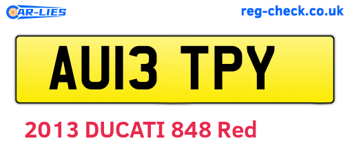 AU13TPY are the vehicle registration plates.