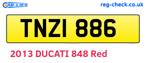 TNZ1886 are the vehicle registration plates.