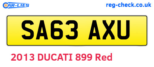 SA63AXU are the vehicle registration plates.