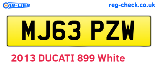 MJ63PZW are the vehicle registration plates.