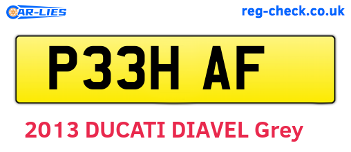 P33HAF are the vehicle registration plates.