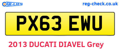 PX63EWU are the vehicle registration plates.
