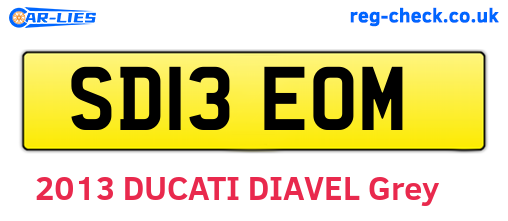 SD13EOM are the vehicle registration plates.