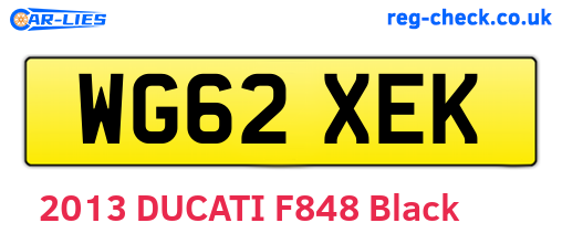 WG62XEK are the vehicle registration plates.