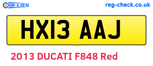 HX13AAJ are the vehicle registration plates.