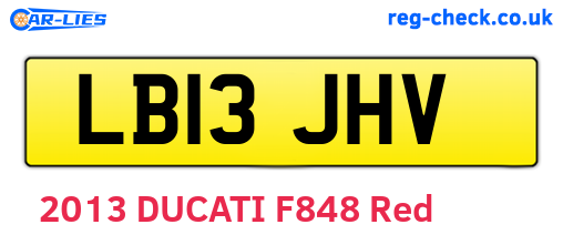 LB13JHV are the vehicle registration plates.