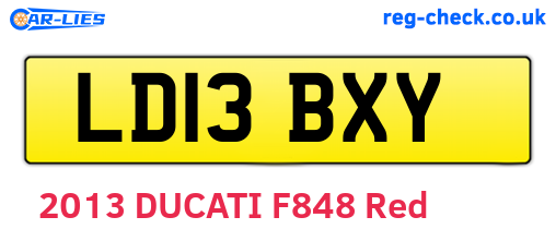 LD13BXY are the vehicle registration plates.