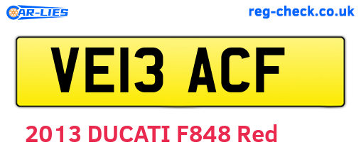 VE13ACF are the vehicle registration plates.