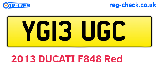 YG13UGC are the vehicle registration plates.