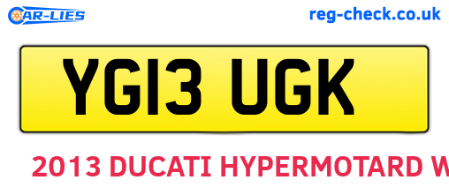 YG13UGK are the vehicle registration plates.