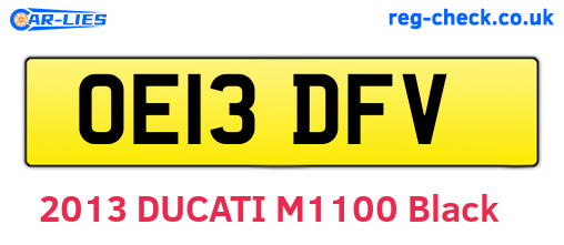 OE13DFV are the vehicle registration plates.