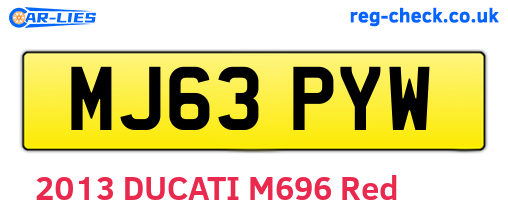 MJ63PYW are the vehicle registration plates.
