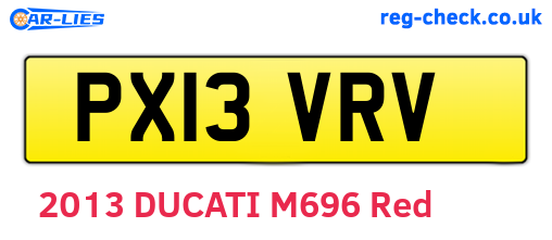 PX13VRV are the vehicle registration plates.
