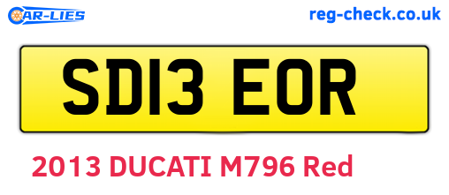 SD13EOR are the vehicle registration plates.