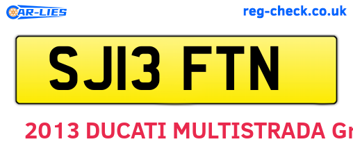 SJ13FTN are the vehicle registration plates.