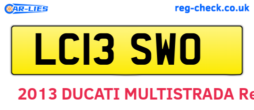 LC13SWO are the vehicle registration plates.