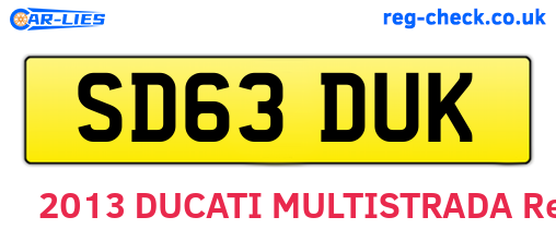 SD63DUK are the vehicle registration plates.