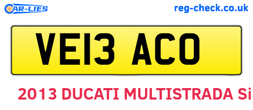 VE13ACO are the vehicle registration plates.