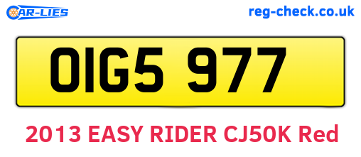 OIG5977 are the vehicle registration plates.