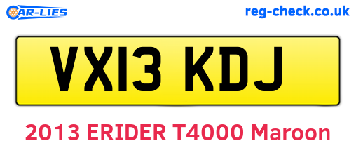 VX13KDJ are the vehicle registration plates.