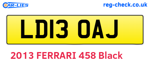 LD13OAJ are the vehicle registration plates.