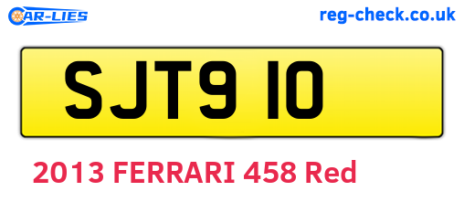 SJT910 are the vehicle registration plates.