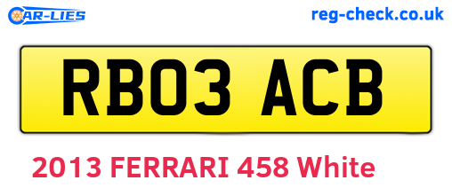 RB03ACB are the vehicle registration plates.