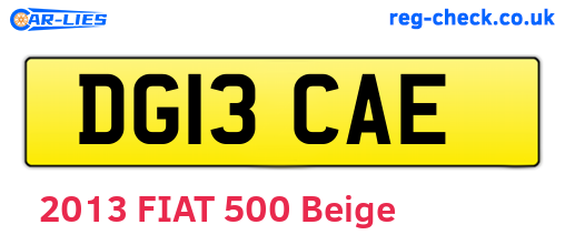 DG13CAE are the vehicle registration plates.