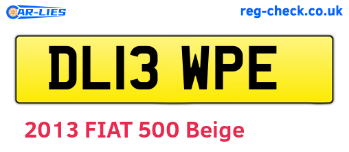 DL13WPE are the vehicle registration plates.