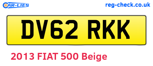 DV62RKK are the vehicle registration plates.