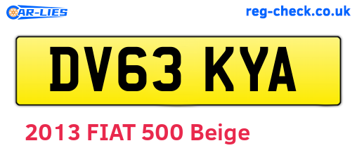 DV63KYA are the vehicle registration plates.