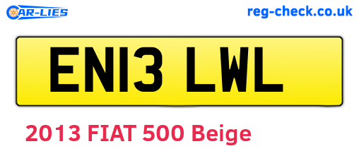 EN13LWL are the vehicle registration plates.