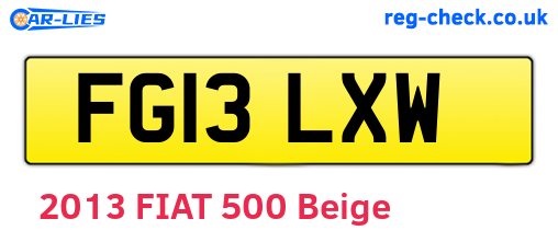 FG13LXW are the vehicle registration plates.
