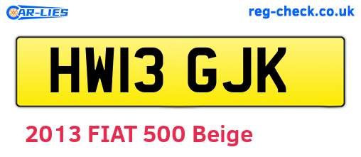 HW13GJK are the vehicle registration plates.