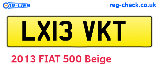 LX13VKT are the vehicle registration plates.