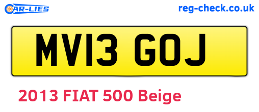 MV13GOJ are the vehicle registration plates.