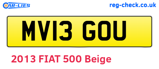 MV13GOU are the vehicle registration plates.