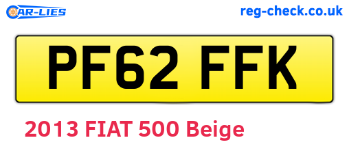 PF62FFK are the vehicle registration plates.