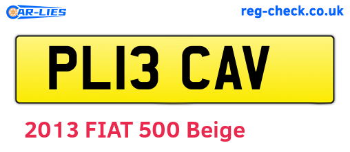 PL13CAV are the vehicle registration plates.