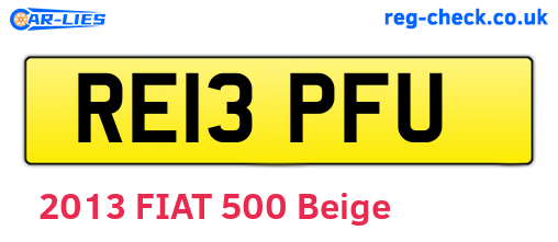 RE13PFU are the vehicle registration plates.