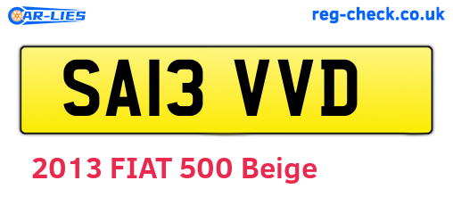 SA13VVD are the vehicle registration plates.
