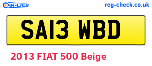 SA13WBD are the vehicle registration plates.