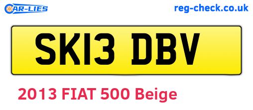 SK13DBV are the vehicle registration plates.