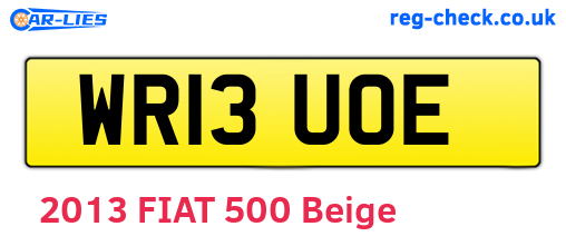 WR13UOE are the vehicle registration plates.